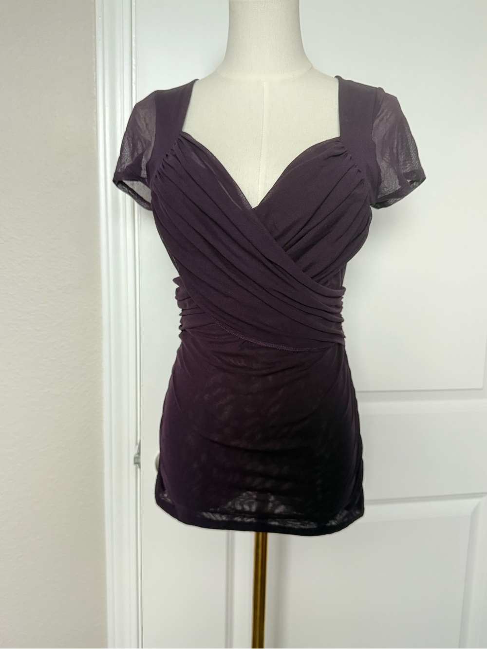 Moda International y2k Deep Plum Whimsy Goth 100% Nylon Top